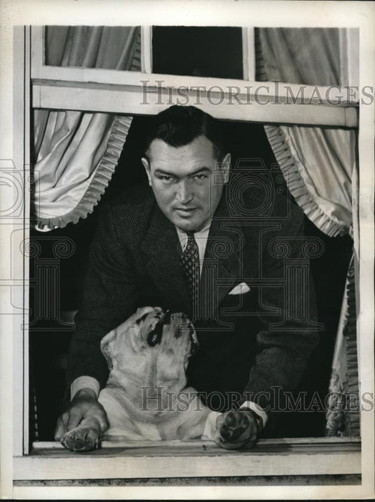 1941 Press Photo New Haven Conn Yale masco tHandsome Dan & coach Eli Grid - Historic Images