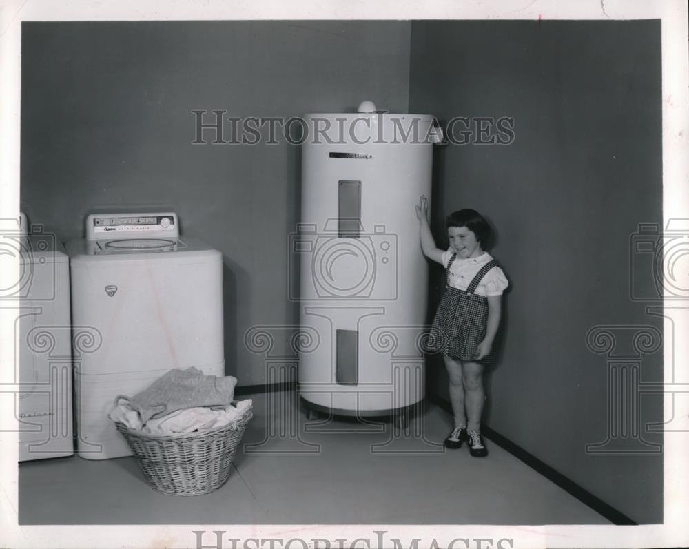 1953 Press Photo advertisement for an electric water heater. - Historic Images