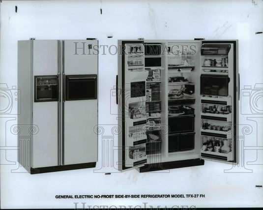 1989 Press Photo General Electric No-Frost Side-by-Side Refrigerator Model - Historic Images