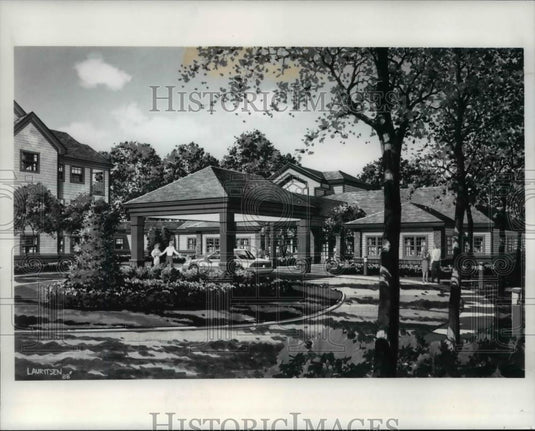 1988 Press Photo The artist's proposed community center at Westlake Village - Historic Images