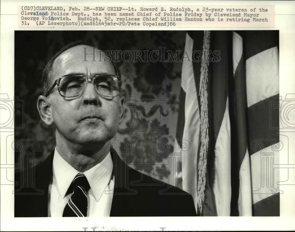 1986 Press Photo Lt. Howard E. Rudolph of Cleveland Police Name Chief - Historic Images