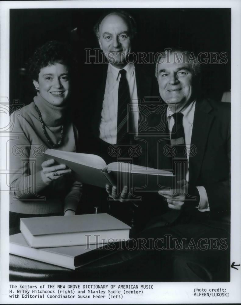 1986 Press Photo H. Wiley Hitchcock Stanely Sadie Susan Feder Editors - Historic Images