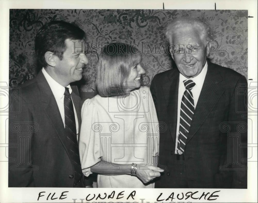 1984 Press Photo Senator Frank Lausche and Mayo and Mrs Voinvoich - Historic Images