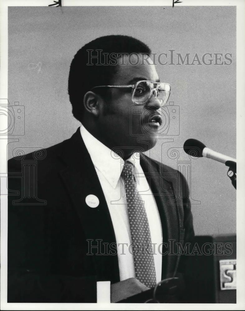 1985 Press Photo Greg Moore of the U. S. Student Association - Historic Images