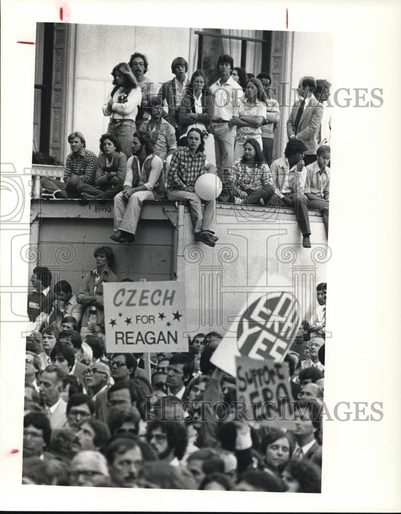 1980 Press Photo Ronald Reagan campaign rally at Public Square - Historic Images
