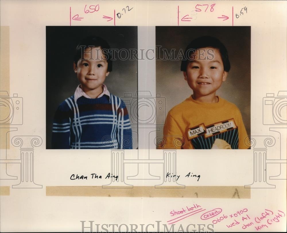 1987 Press Photo Chan Tha and Kiry Aing Murdered in Portland Cambodian Community - Historic Images