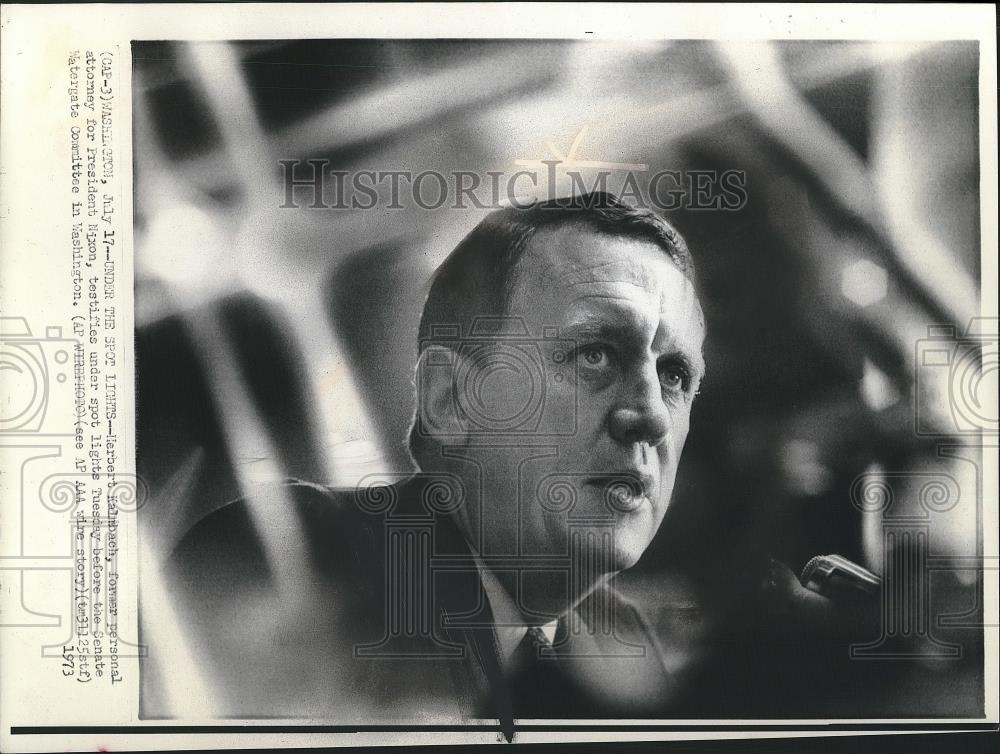 1973 Press Photo Herbert Kalibach testifies before the Senate Watergate Comm - Historic Images