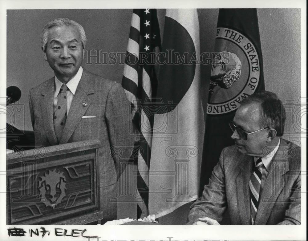 1986 Press Photo Arushi Kageyama president of the New America Kotobu-electronics - Historic Images