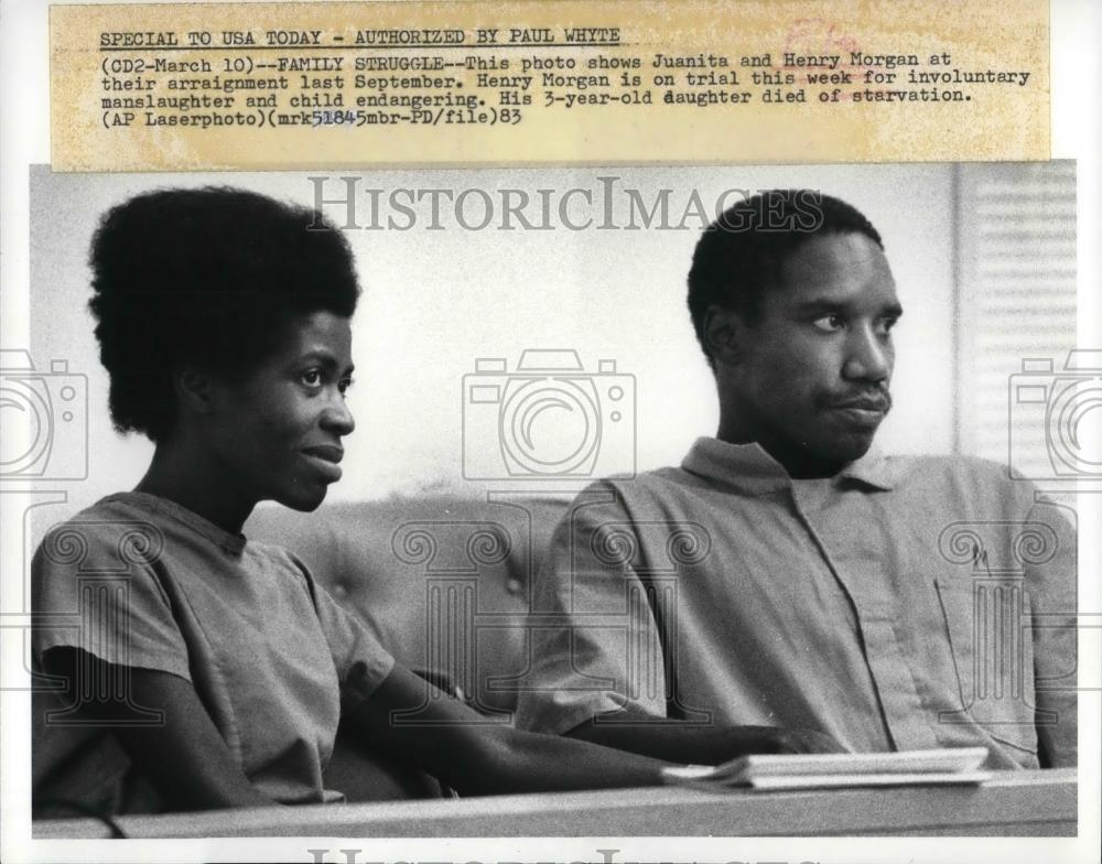 1982 Press Photo Henry and Juanita Morgan at arraignment - Historic Images