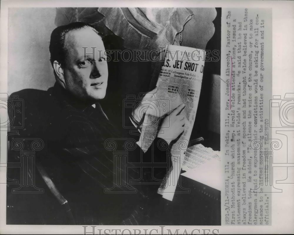 1953 Press Photo Rev. Joseph Albrecht, Pastor of The First Methodist Church - Historic Images