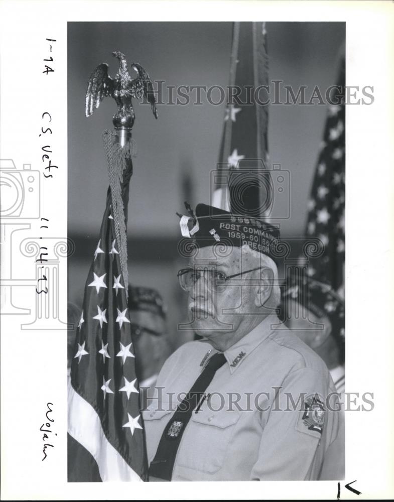 1993 Press Photo Eugene Barnett, post cmdr of local VFW in Oregon - ora02551 - Historic Images