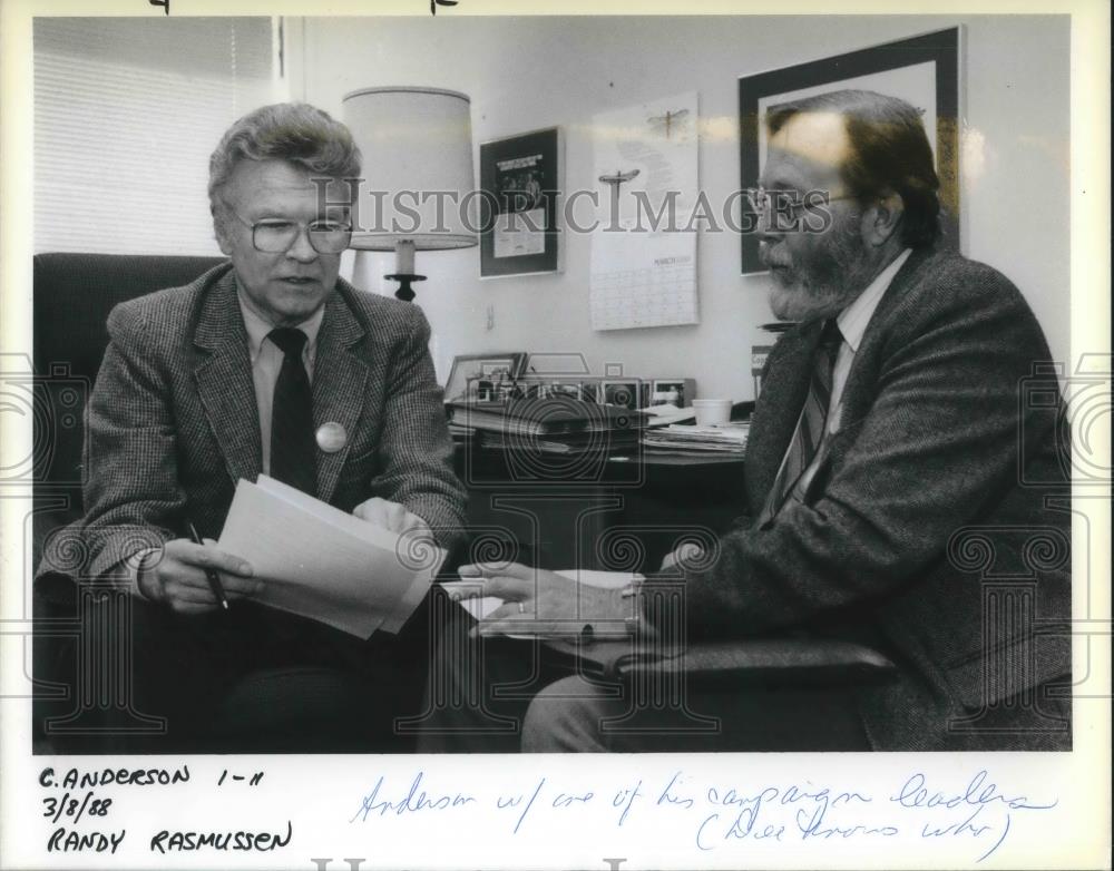 1988 Press Photo Mayor Bud Clark with challenger Lloyd Anderson - ora14466 - Historic Images