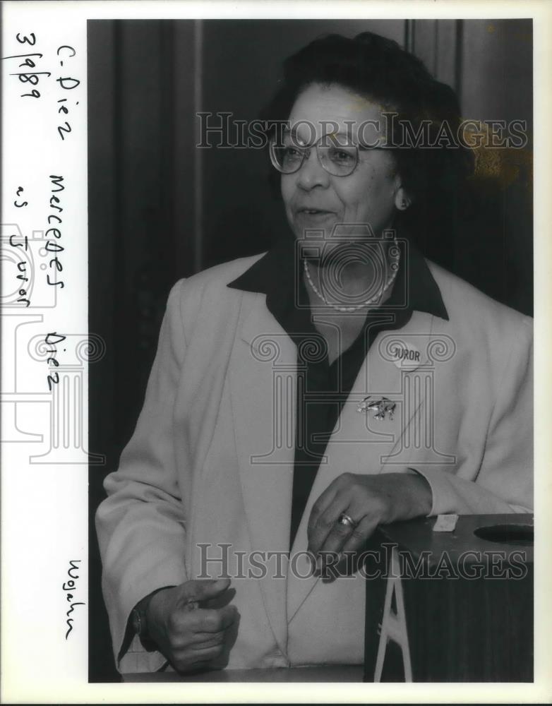 1989 Press Photo Mercedes F. Deiz as Juror - ora16101 - Historic Images