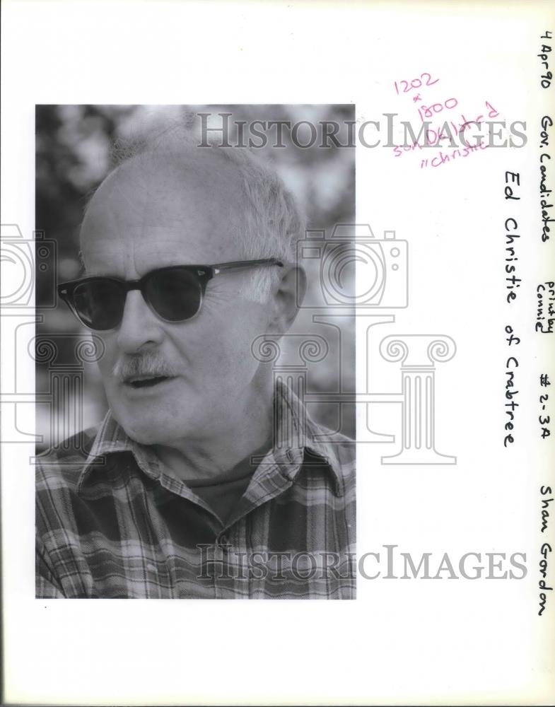 1990 Press Photo Ed Christie Supports Sales Tax - ora09562 - Historic Images