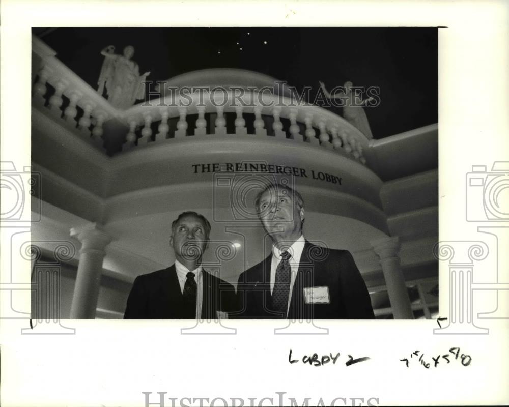 1991 Press Photo Bill Reinberger and Brother Bob at Dedication of Reinberger - Historic Images