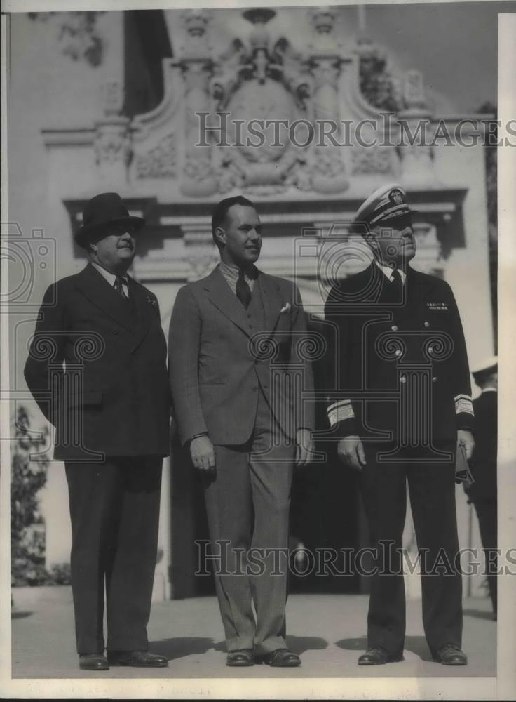 1935 Press Photo Henry Roosevelt, Frank G. belcher, Adm Joseph J. Senn - Historic Images