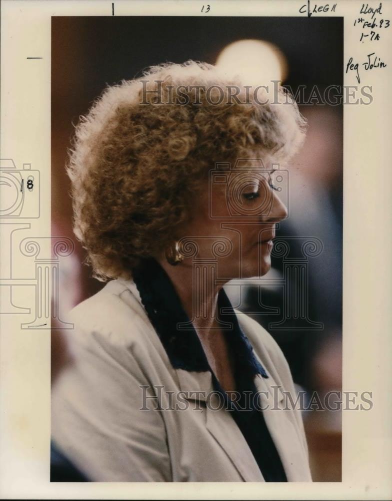 1993 Press Photo Sen Peg Jolin, Chair Senate Telecom & Consumer Affairs Com - Historic Images