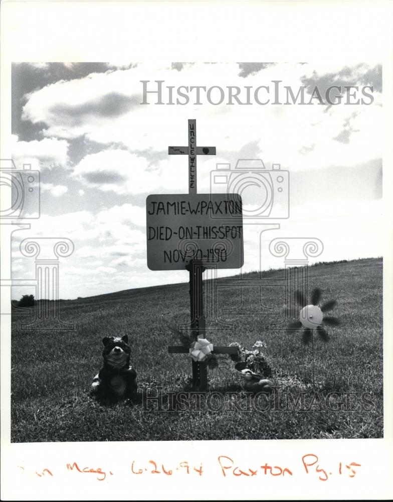1994 Press Photo The memorial at the place of Jamie&#39;s death - Historic Images