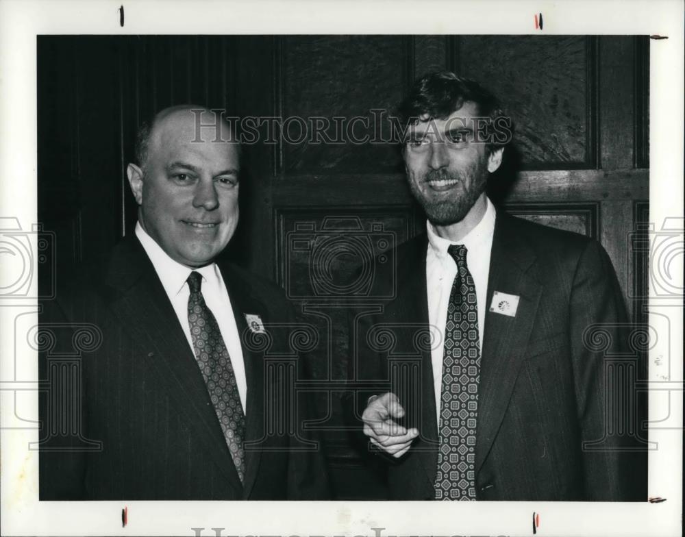 1991 Press Photo Andrew McNally IV &amp; Rick Taft at fundraiser for City Club Forum - Historic Images
