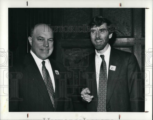 1991 Press Photo Andrew McNally IV & Rick Taft at fundraiser for City Club Forum - Historic Images