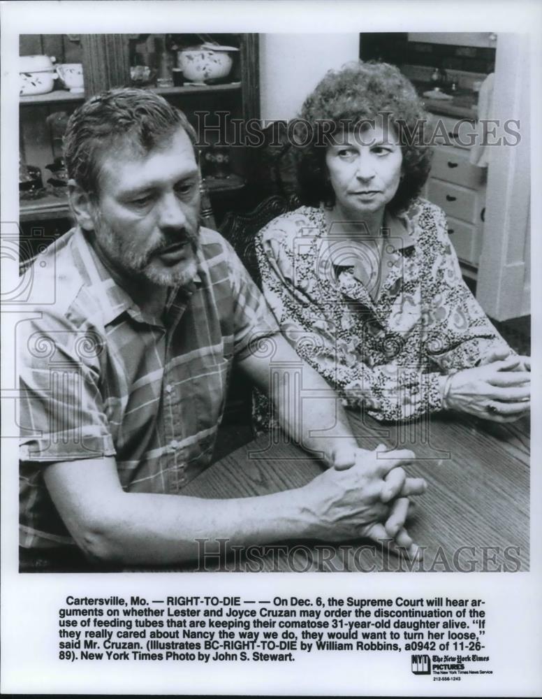 1990 Press Photo Lester &amp; Joyce Cruzan Right to Die for Comatose Daughter - Historic Images