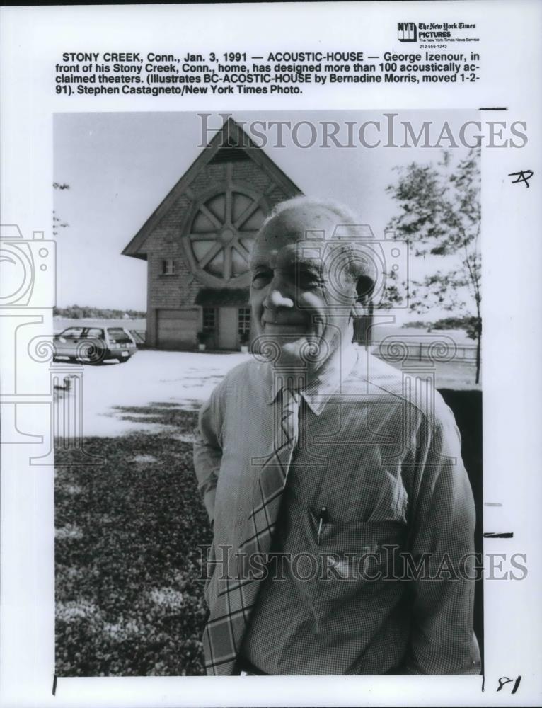 1991 Press Photo George Izenour Architect of Acoustical Theaters in Stony Creek - Historic Images