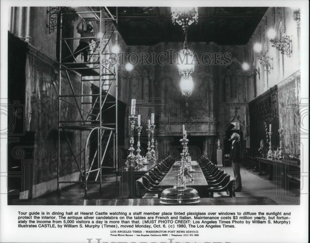 1980 Press Photo Dining Hall in Hearst Castle California Historical Landmark - Historic Images