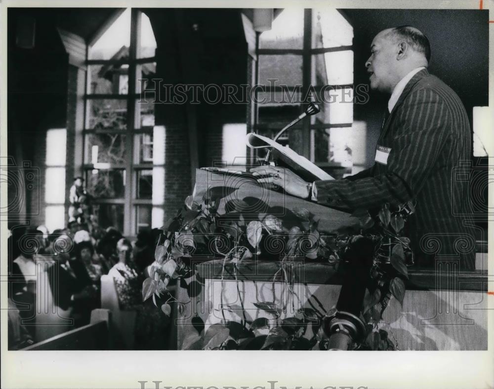 Charlie Leftwitch 1978 Press Photo Charles Leftwich as he speaks at the Inter church Cou ...