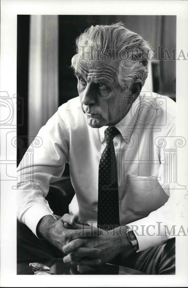 1987 Press Photo John J. Nevin Chairman of Firestone Tire and Rubber Co. - Historic Images