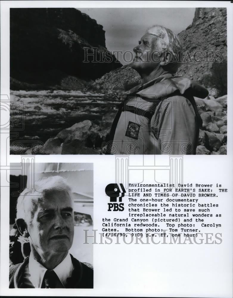 1990 Press Photo David Brower Environmentalist on For Earth&#39;s Sake PBS special - Historic Images