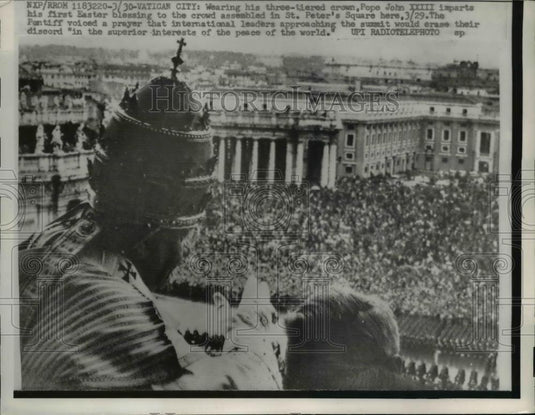1959 Press Photo Vatican City Pope John XXIII gives Easter Blessing - Historic Images
