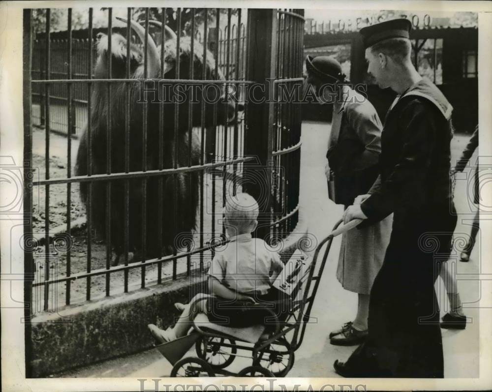 1943 Press Photo English Sailor Family at the zoo during the Whitsuntide Holiday - Historic Images