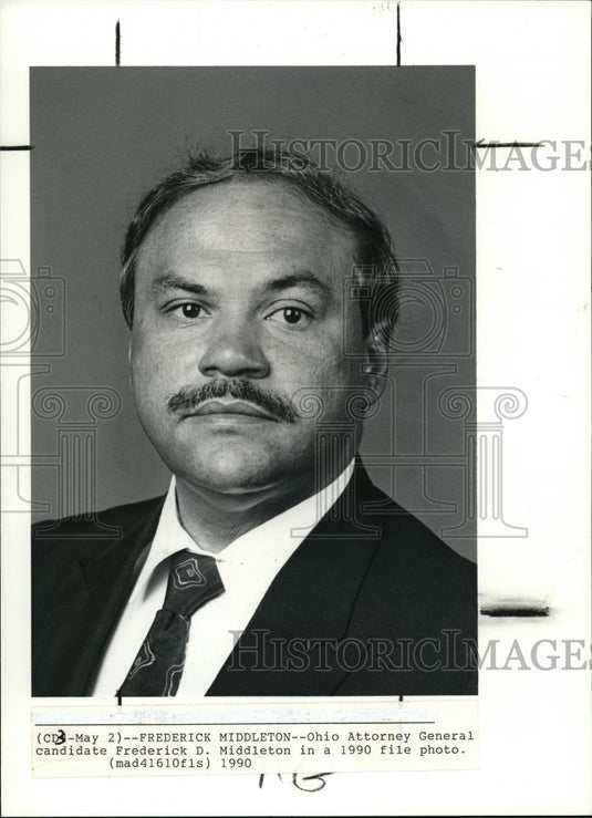 1990 Press Photo Frederick D Middleton Ohio Attorney General Candidate - Historic Images