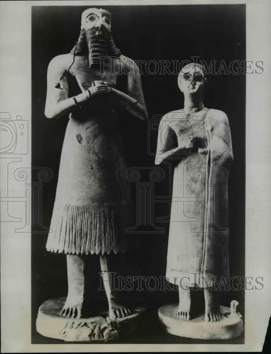 1934 Press Photo Five-Thousand-Year-Old Sumerian Statues Unearthed - Historic Images