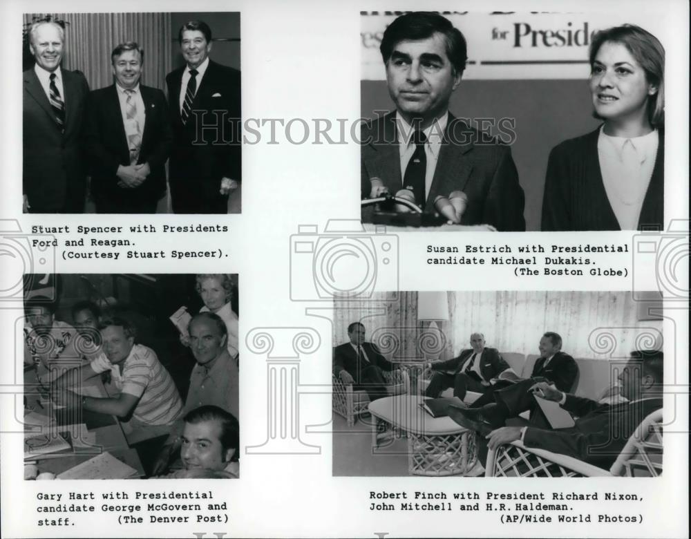 Press Photo Presidents Ford &amp; Reagan, Candidates Michael Dukakis,George McGover - Historic Images