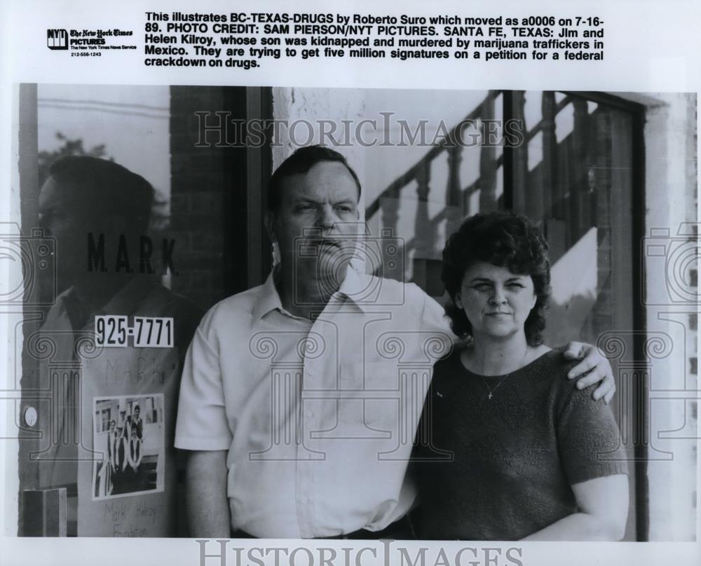1989 Press Photo Jim and Helen Kilroy of Sante Fe Texas son kidnapped murdered - Historic Images