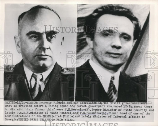 1954 Press Photo Lavrenty P Beria & 6 Associates in Russia Face Firing Squad - Historic Images