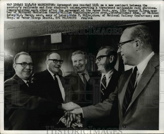 1969 Press Photo Washington George S. Ives, William Winpisinger & John P. Hiltz - Historic Images
