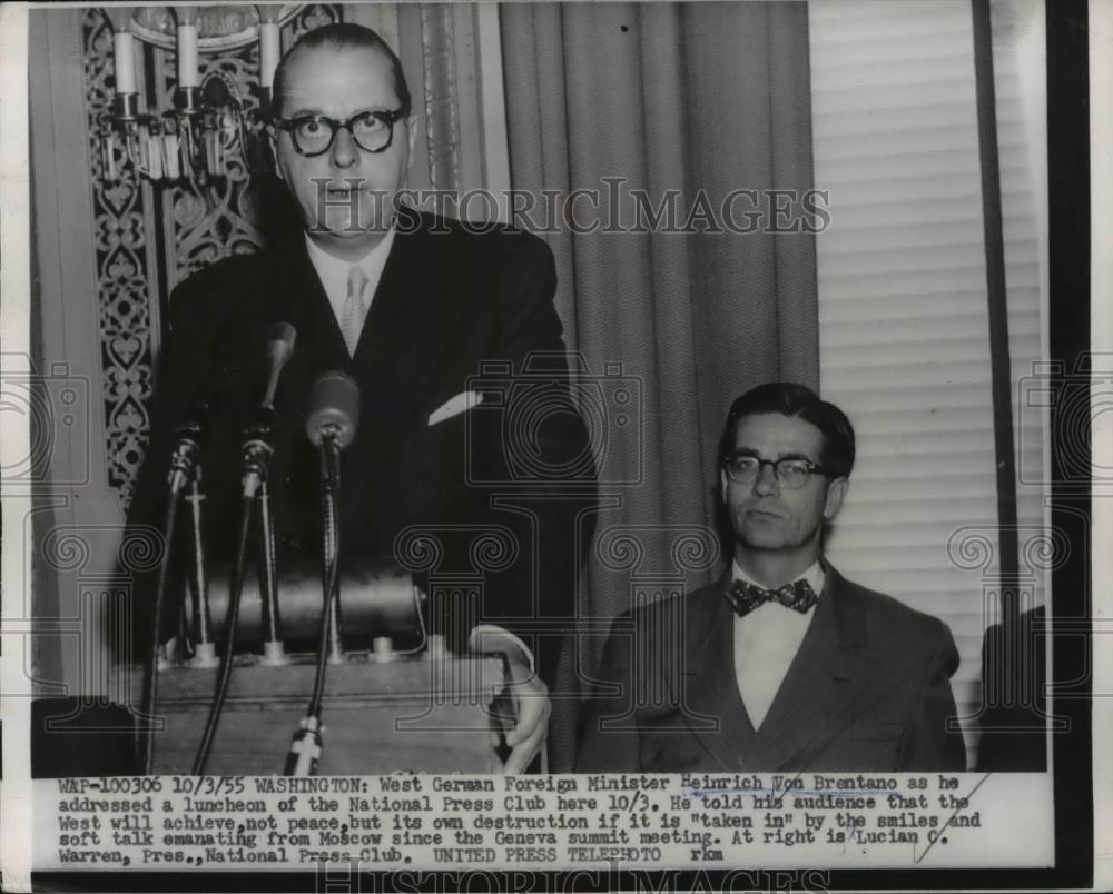 1956 Press Photo Washington German Foreign Minister Heinrich Von Brentano - Historic Images