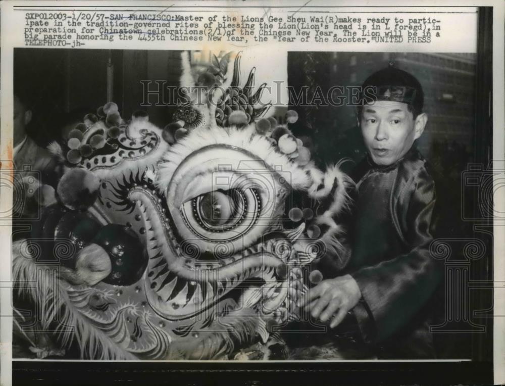 1957 Press Photo San Francisco Gee Sheu Wai in tradition governed rites - Historic Images