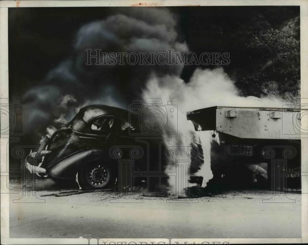 1937 Press Photo Gasoline Truck in Santa Ana Canyon - nee01041 - Historic Images