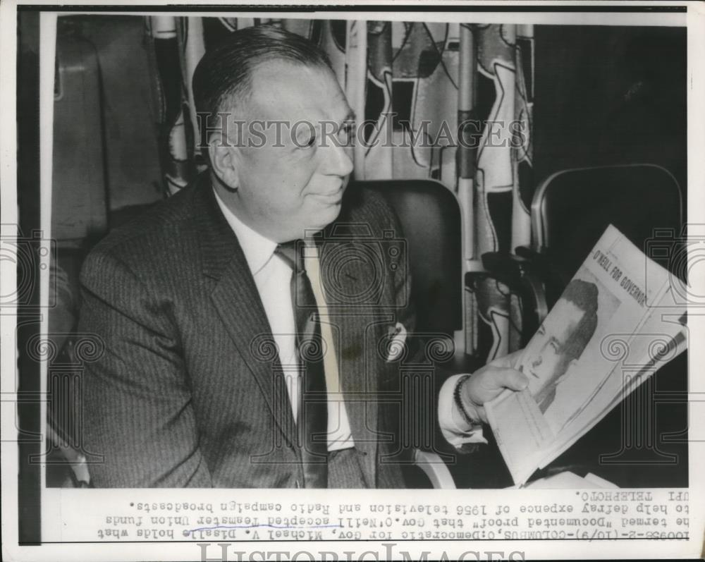 1958 Press Photo of Michael v. DiSalle running for Governor of Ohio. - Historic Images