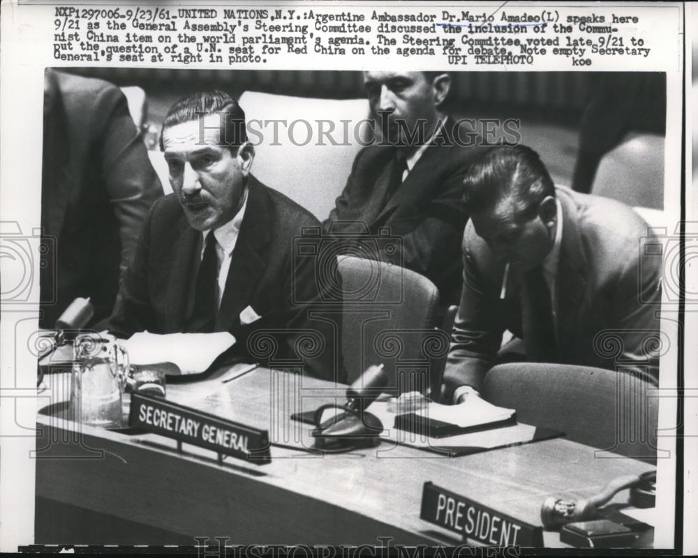 1961 Press Photo Argentine Ambassador Dr. Mario Amadeo at the General Assembly - Historic Images