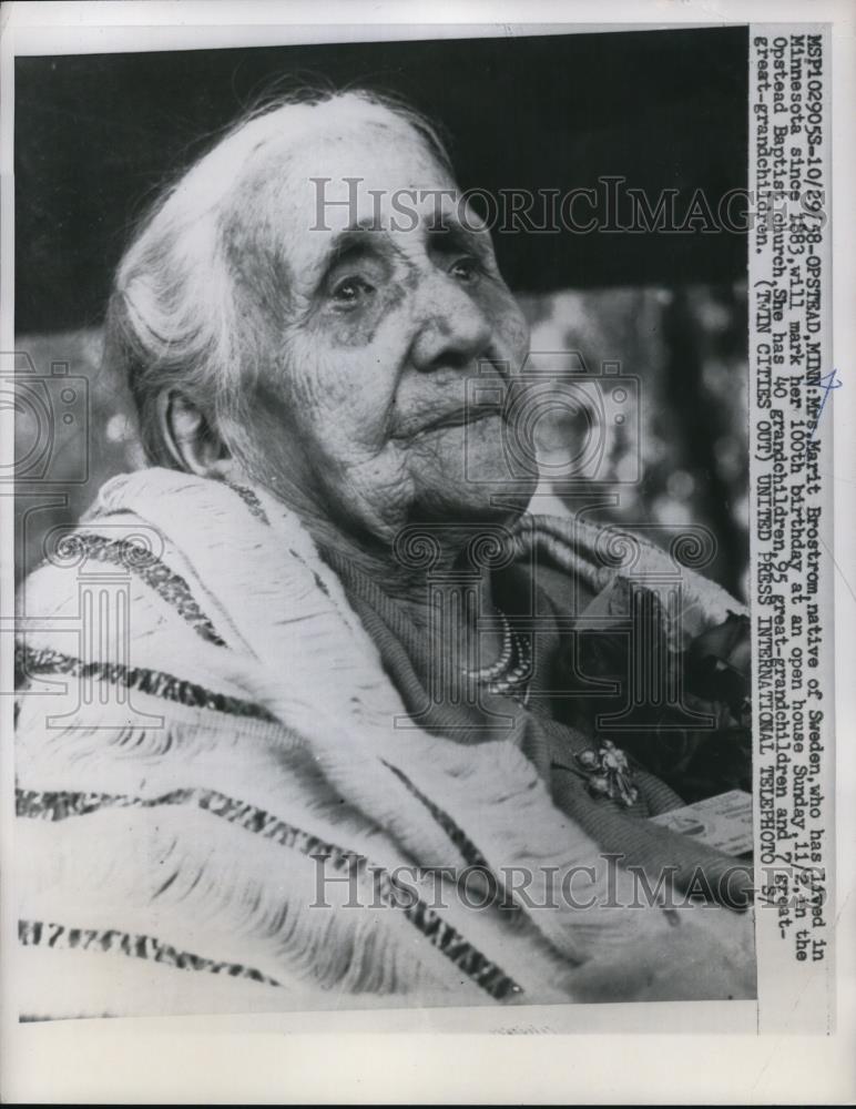 1958 Press Photo Mrs. Marit Brostrom will celebrate her 100th birthday - Historic Images