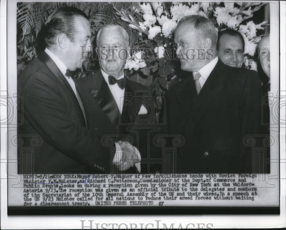 1955 Press Photo VM Molotov and NYC Mayor Robert Wagner - Historic Images