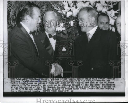 1955 Press Photo VM Molotov and NYC Mayor Robert Wagner - Historic Images