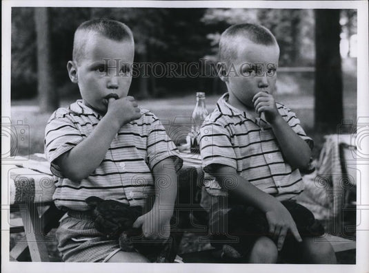 1958 Press Photo Cleveland Ohio twins Bruce & Norman Jentner - Historic Images