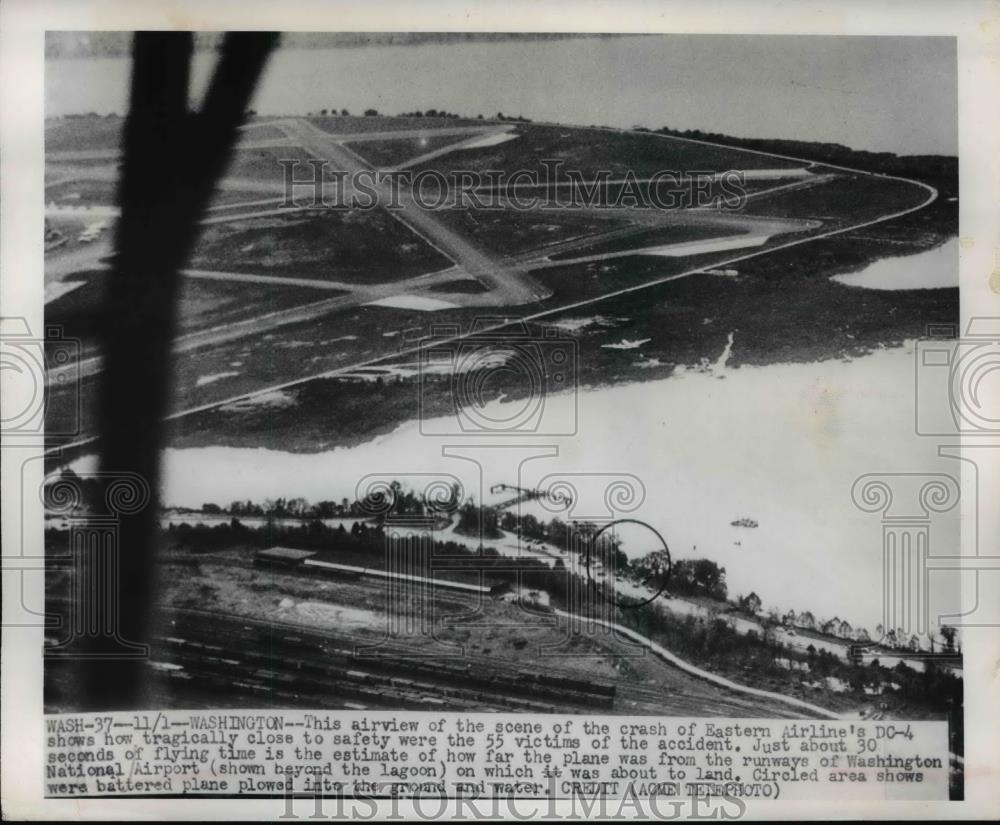 1949 Press Photo Eastern Airline&#39;s DC4 Crashes Kills 55 in Washington - Historic Images