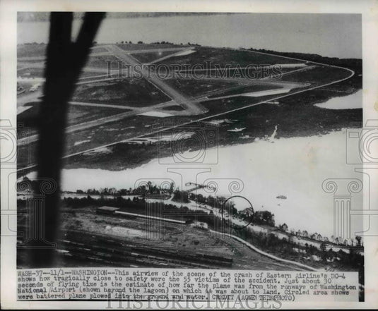 1949 Press Photo Eastern Airline's DC4 Crashes Kills 55 in Washington - Historic Images