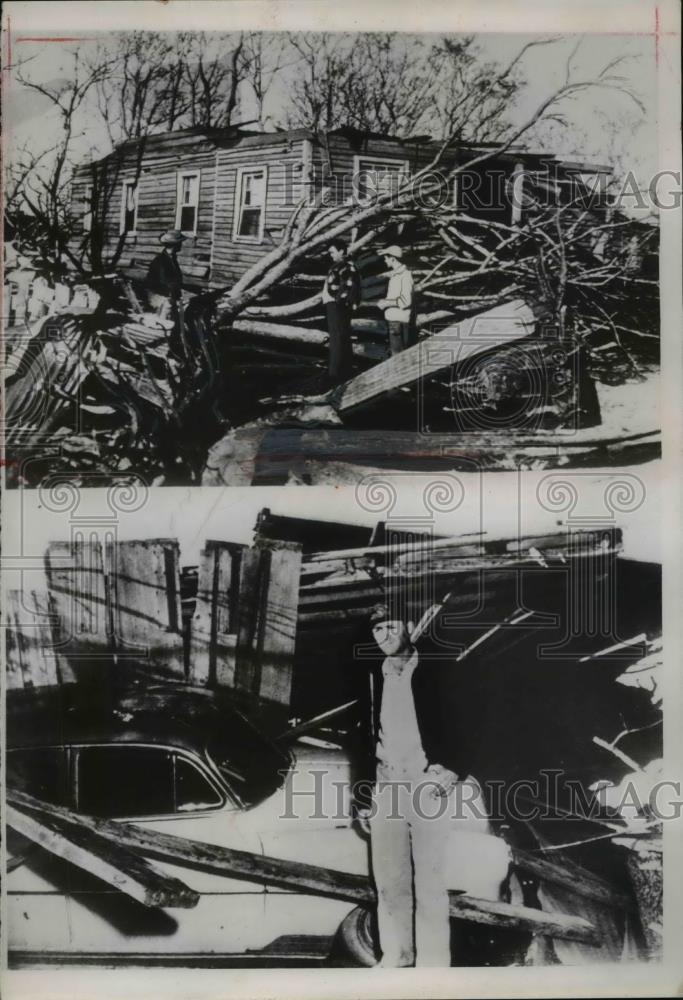 1953 Press Photo Desire LeBlanc and family escaped injury after a twister struck - Historic Images